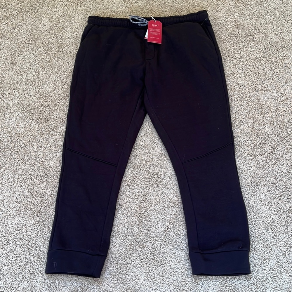 New! Bruno Milano mens XL fleece lined black jogger pants.